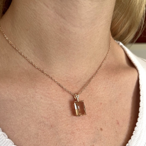 18k Rose gold plated morganite pendant - Picture 6 of 8